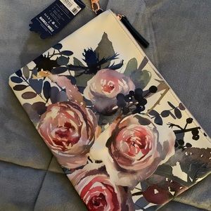 Floral and velvet clutch